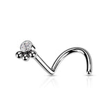 3 Beads Ball Cluster With CZ Nose Screw Rings
