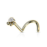 3 Beads Ball Cluster With CZ Nose Screw Rings