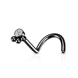 3 Beads Ball Cluster With CZ Nose Screw Rings