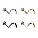 3 Beads Ball Cluster With CZ Nose Screw Rings