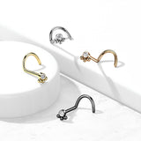 3 Beads Ball Cluster With CZ Nose Screw Rings