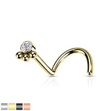3 Beads Ball Cluster With CZ Nose Screw Rings
