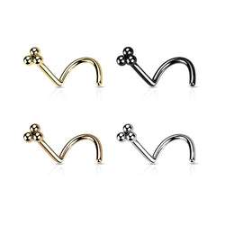 3 Ball Cluster Top Nose Screw Rings 20G