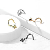 3 Ball Cluster Top Nose Screw Rings 20G