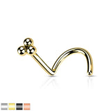3 Ball Cluster Top Nose Screw Rings 20G