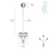 Double CZ Prong Heart CZ Pregnancy BioFlex Barbell Navel Belly Button Ring