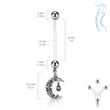 Crescent Moon Pregnancy BioFlex Barbell Navel Belly Button Ring