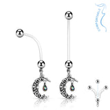 Crescent Moon Pregnancy BioFlex Barbell Navel Belly Button Ring