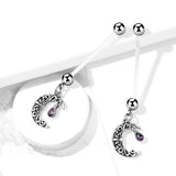 Crescent Moon Pregnancy BioFlex Barbell Navel Belly Button Ring