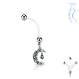 Crescent Moon Pregnancy BioFlex Barbell Navel Belly Button Ring