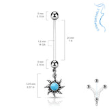 Turquoise Sun Pregnancy BioFlex Barbell Navel Belly Button Ring