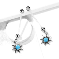 Turquoise Sun Pregnancy BioFlex Barbell Navel Belly Button Ring
