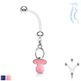 Baby Pacifier Dangle Pregnancy BioFlex Barbell Navel Belly Button Ring