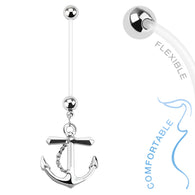 Anchor Dangle Pregnancy BioFlex Barbell Navel Belly Button Ring