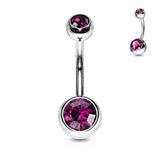Double Gem 316L Surgical Steel Navel Belly Button Ring