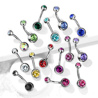 Double Gem 316L Surgical Steel Navel Belly Button Ring