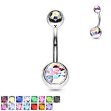 Double Gem 316L Surgical Steel Navel Belly Button Ring