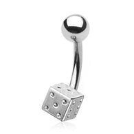 Steel 1-Dice Belly Button Navel Ring