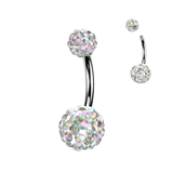 316L Ferido Crystal Balls Belly Button Ring