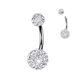 316L Ferido Crystal Balls Belly Button Ring