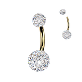 316L Ferido Crystal Balls Belly Button Ring