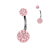 316L Ferido Crystal Balls Belly Button Ring