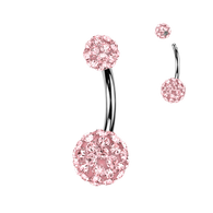 316L Ferido Crystal Balls Belly Button Ring
