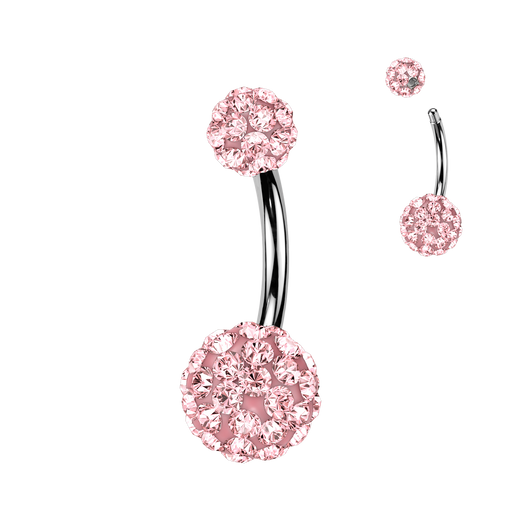316L Ferido Crystal Balls Belly Button Ring