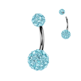 316L Ferido Crystal Balls Belly Button Ring