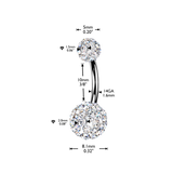 316L Ferido Crystal Balls Belly Button Ring