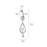 Double CZ Pave Tear Drop & CZ Dangle Belly Button Navel Rings