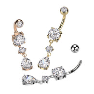 Tear Drop CZ Dangle Belly Button Navel Rings