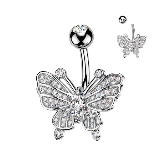Marquise CZ Butterfly Belly Button Ring