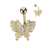 Marquise CZ Butterfly Belly Button Ring
