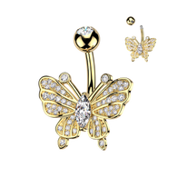 Marquise CZ Butterfly Belly Button Ring