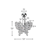 Marquise CZ Butterfly Belly Button Ring