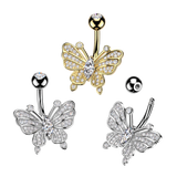 Marquise CZ Butterfly Belly Button Ring
