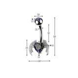 Bat Wings & Heart CZ Center Belly Button Ring