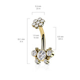 5 CZ Butterfly and Ball Cluster Internally Threaded CZ Belly Button Ring