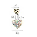316L Surgical Steel Glitter Heart Belly Ring