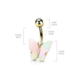 Shell Covered Butterfly Navel Belly Button Ring