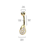 316L Surgical Steel Belly Ring With Pave CZ Teardrop