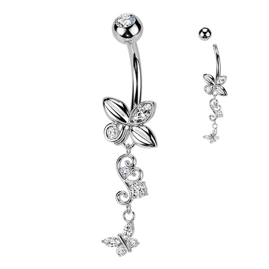 316L Butterfly & Filigree Butterfly Navel Belly Button Ring