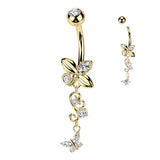 316L Butterfly & Filigree Butterfly Navel Belly Button Ring