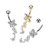 316L Butterfly & Filigree Butterfly Navel Belly Button Ring