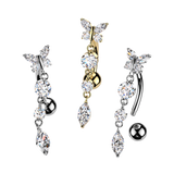 Butterfly CZ Dangle Top Down Reverse Belly Button Ring