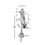 Flower & Teardrop CZ Dangle Top Down Reverse Belly Button Ring