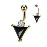 Huge Black Triangle CZ Belly Button Navel Ring