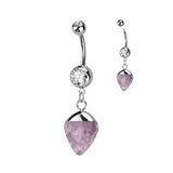 Heart Semi Precious Srone Dangle Belly Button Navel Ring