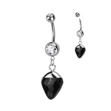 Heart Semi Precious Srone Dangle Belly Button Navel Ring